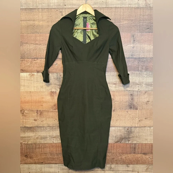 Pinup Couture Dresses & Skirts - Pinup Couture Lorelei Dark Green Pencil Dress* Women's size Small Retro Bodycon